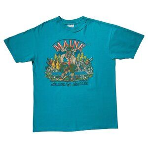 80s Vintage "The way life should be" Maine Moose T-shirt single stitch animal.